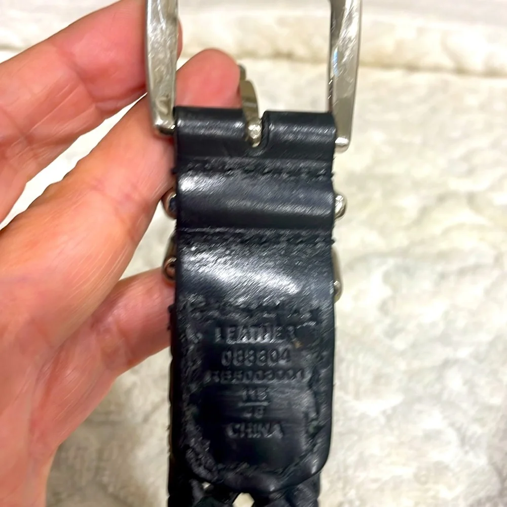 Men’s genuine leather black statement belt size 46